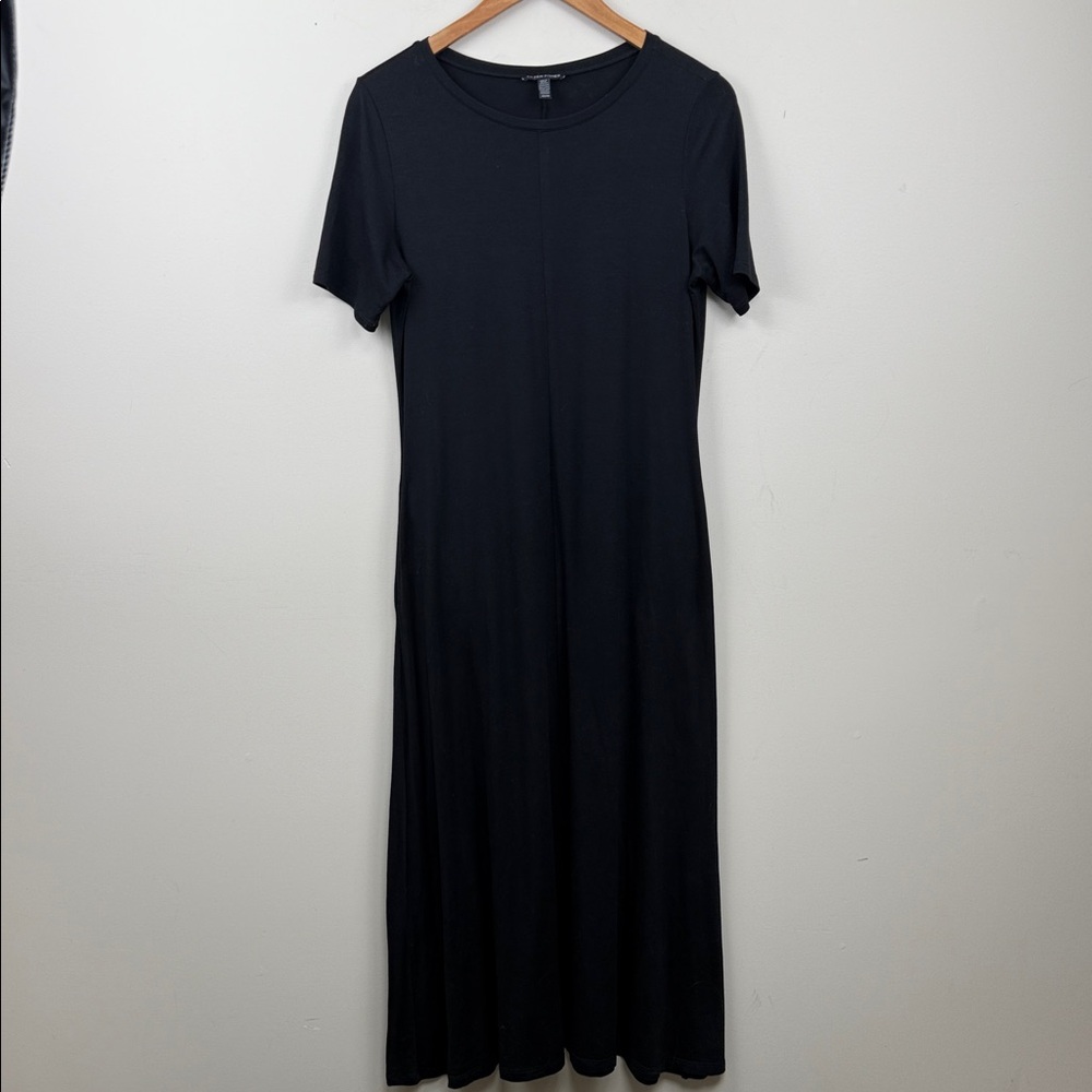 Eileen Fisher short sleeve Classic Black t shirt jersey Midi Dress xs